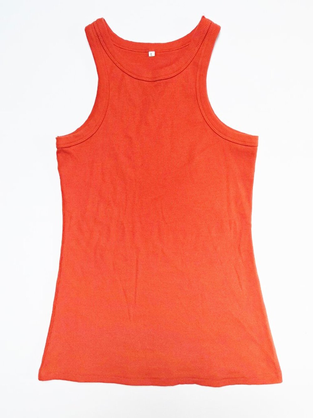 Essential  |  High Crew Neck Ribbed Sleeveless Racerback Full Length Tank Top